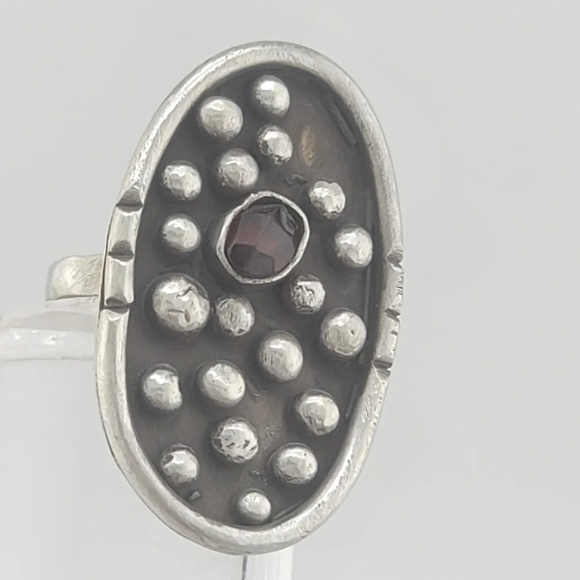 GARNET OVAL RING HANDMADE IN STERLING SILVER METAL YOUR SIZE - Picture 2 of 4